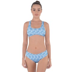 Snowflakes, White Blue Criss Cross Bikini Set by nateshop