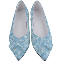 Snowflakes, White Blue Women s Bow Heels