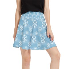 Snowflakes, White Blue Waistband Skirt by nateshop