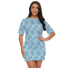 Snowflakes, White Blue Just Threw It On Dress by nateshop