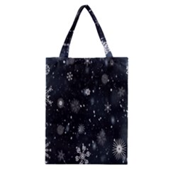 Snowflakes,white,black Classic Tote Bag by nateshop