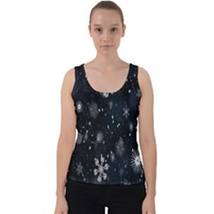 Snowflakes,white,black Velvet Tank Top