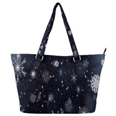 Snowflakes,white,black Full Print Shoulder Bag