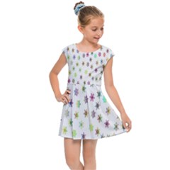 Snowflakes,colors Of The Rainbow Kids  Cap Sleeve Dress by nateshop