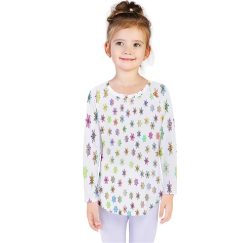 Snowflakes,colors Of The Rainbow Kids  Long Sleeve Tee by nateshop