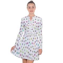 Snowflakes,colors Of The Rainbow Long Sleeve Panel Dress