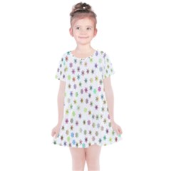 Snowflakes,colors Of The Rainbow Kids  Simple Cotton Dress by nateshop