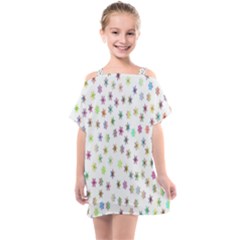 Snowflakes,colors Of The Rainbow Kids  One Piece Chiffon Dress by nateshop