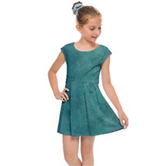 Dark Green Abstract Kids  Cap Sleeve Dress