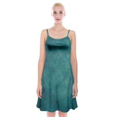 Dark Green Abstract Spaghetti Strap Velvet Dress by nateshop