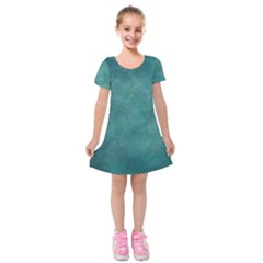 Dark Green Abstract Kids  Short Sleeve Velvet Dress by nateshop