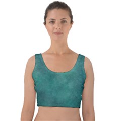 Dark Green Abstract Velvet Crop Top by nateshop