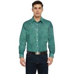 Dark Green Abstract Men s Long Sleeve Pocket Shirt 