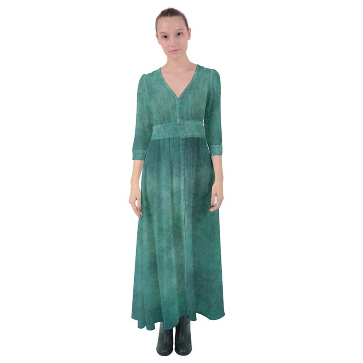 Dark Green Abstract Button Up Maxi Dress