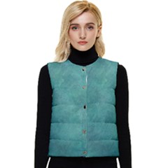 Dark Green Abstract Women s Short Button Up Puffer Vest