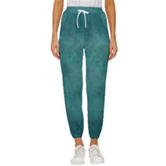 Dark Green Abstract Cropped Drawstring Pants