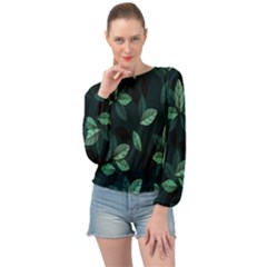 Leaves Banded Bottom Chiffon Top by nateshop