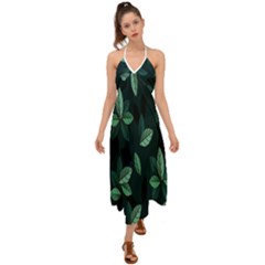 Leaves Halter Tie Back Dress 