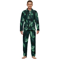 Leaves Men s Long Sleeve Velvet Pocket Pajamas Set