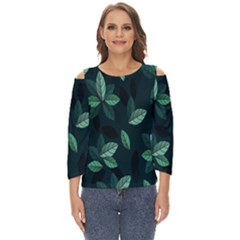 Leaves Cut Out Wide Sleeve Top