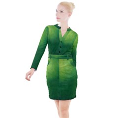 Light Green Abstract Button Long Sleeve Dress by nateshop