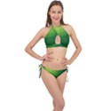 Light Green Abstract Cross Front Halter Bikini Set View1