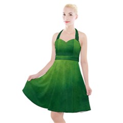 Light Green Abstract Halter Party Swing Dress  by nateshop