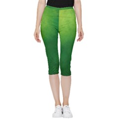 Light Green Abstract Inside Out Lightweight Velour Capri Leggings 