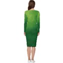 Light Green Abstract Long Sleeve V-Neck Bodycon Dress  View4