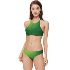 Light Green Abstract Banded Triangle Bikini Set