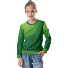 Light Green Abstract Kids  Long Sleeve Tee With Frill 