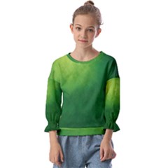 Light Green Abstract Kids  Cuff Sleeve Top