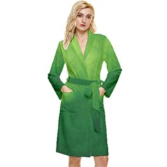 Light Green Abstract Long Sleeve Velour Robe