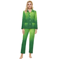 Light Green Abstract Womens  Long Sleeve Velvet Pocket Pajamas Set by nateshop