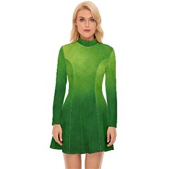 Light Green Abstract Long Sleeve Velour Longline Dress