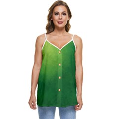 Light Green Abstract Casual Spaghetti Strap Chiffon Top