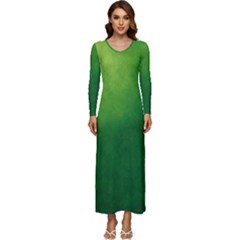 Light Green Abstract Long Sleeve Velour Longline Maxi Dress by nateshop