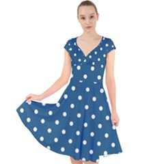 Polka-dots Cap Sleeve Front Wrap Midi Dress by nateshop