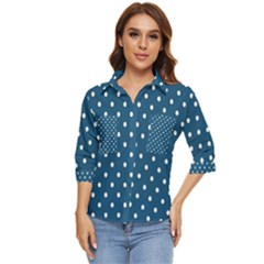 Polka-dots Women s Quarter Sleeve Pocket Shirt