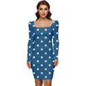 Polka-dots Women Long Sleeve Ruched Stretch Jersey Dress View1