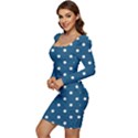 Polka-dots Women Long Sleeve Ruched Stretch Jersey Dress View3