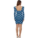 Polka-dots Women Long Sleeve Ruched Stretch Jersey Dress View4