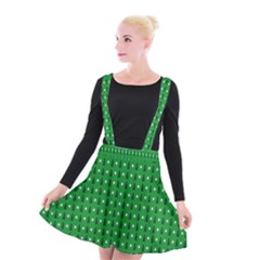 Light Green Christmas Tree Suspender Skater Skirt