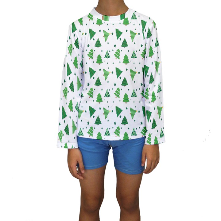 Christmas-trees Kids  Long Sleeve Swimwear