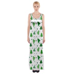 Christmas-trees Thigh Split Maxi Dress by nateshop