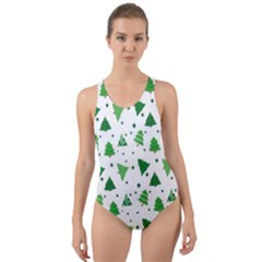 Christmas-trees Cut-out Back One Piece Swimsuit by nateshop