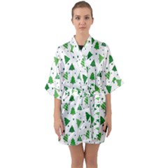 Christmas-trees Half Sleeve Satin Kimono  by nateshop