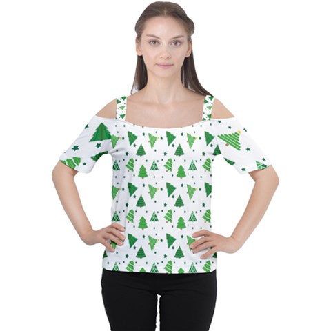 Christmas-trees Cutout Shoulder Tee by nateshop