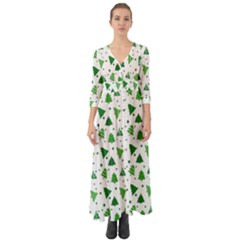 Christmas-trees Button Up Boho Maxi Dress by nateshop