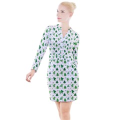 Christmas-trees Button Long Sleeve Dress by nateshop